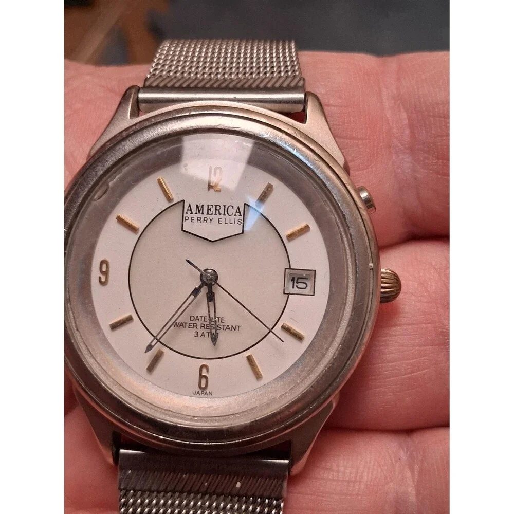 Perry Ellis America Watch Silver Mesh Band